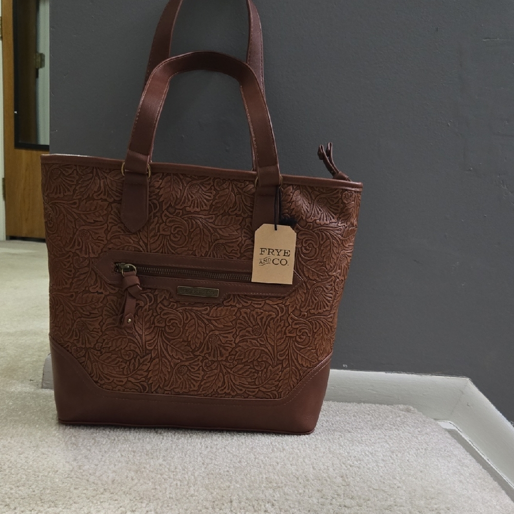 FRYE AND CO. Brown Embossed Shoulder Bag - Picture 2 of 16
